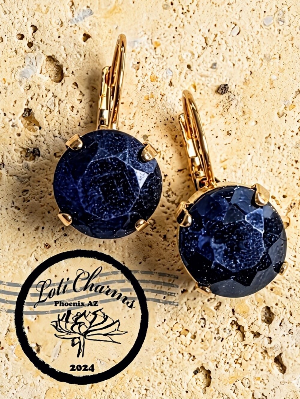 Natural Rough Faceted Sapphire w/ Approx 5.3 Carats in 14K Gold Plated Earrings